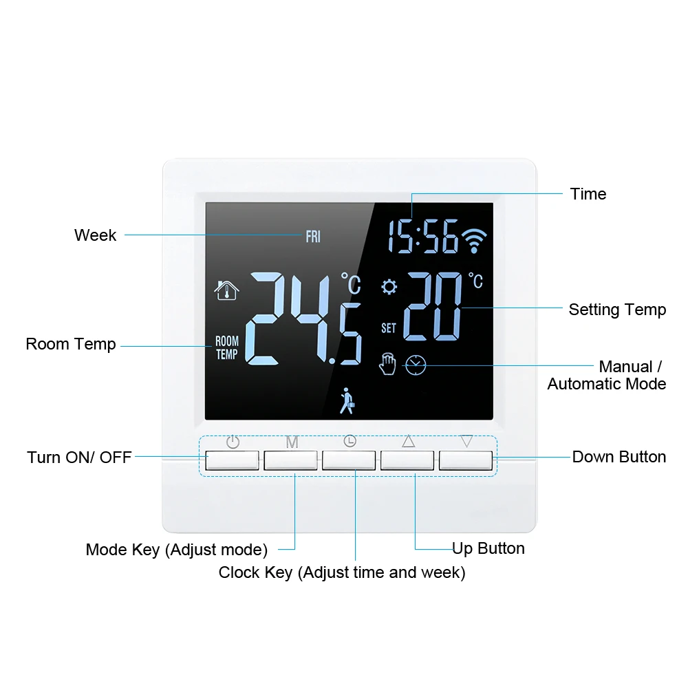 Wi-Fi умный термостат цифровой регулятор температуры приложение управление ЖК-дисплей программируемый Электрический пол Отопление термостат