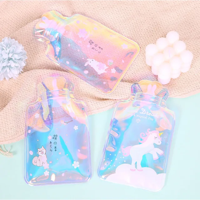 1Pcs 18*12cm Transparent Portable Printed Hot Water Bottle Warm Belly Treasure Cartoon Hand Warmer Filled Mini Hot Water Bags 1