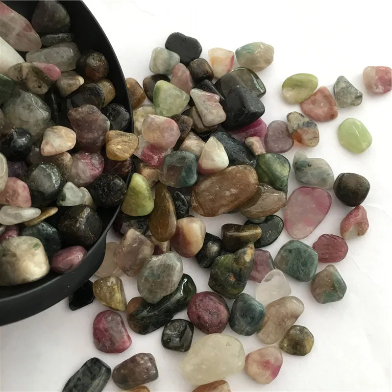 Wholesale Natural 9-12mm Coloured Tourmaline Stone Crystal Small Gem Gravel Quartz Mineral Fish Tank FlowerPot Garden Home Decor | Дом и сад