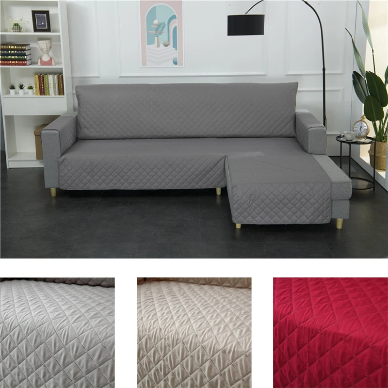 L Shape Sofa Cover for Living Room One Piece Couch Cover for l Shape Corner Pet Kids Mat Quilted Solid Slipcovers Sofa Protector