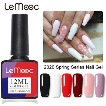 

LEMOOC 12ml Glitter Sequins Gel Nail Polish Shiny Purple Red Silver Colorful Long Lasting Soak Off UV Gel Nail Art Gel Varnish