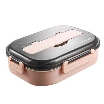 

Eco-friendly Stainless Steel Lunch And Food Warmer Box Split Compartment Bento Box Sealed Leakproof Lunch Box