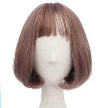 JINKAILI синтетический короткий прямой Боб с челкой для Черный Белый для женщин косплей ежедневно парик термостойкий