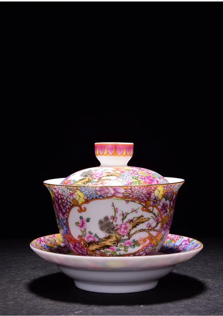 150 мл Цзиндэчжэнь Изысканный Эмаль цвет Gaiwan керамическая фарфоровая чаша для чая мастер пиалы для чая чайный набор кунг-фу чайная чашка домашний декор