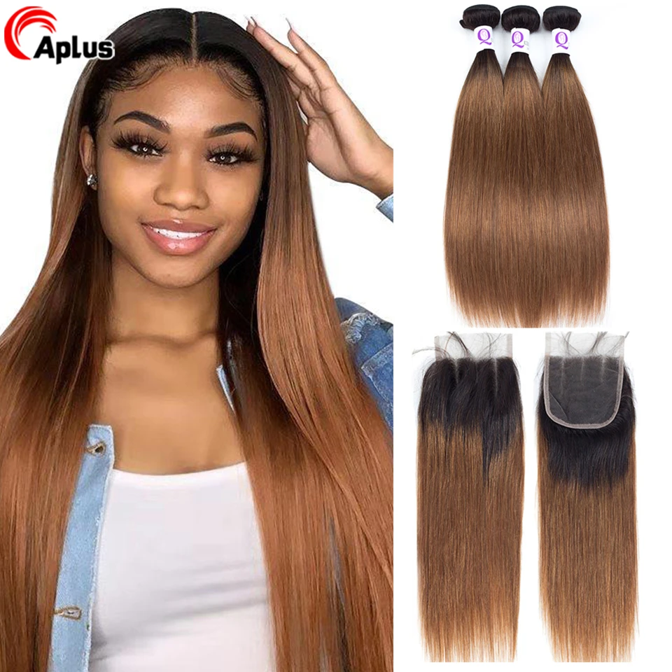Ombre-Bundles-With-Closure-Honey-Blonde-T1b-30-Remy-Malaysian-Straight-Hair-Bundles-With-Closure-99J