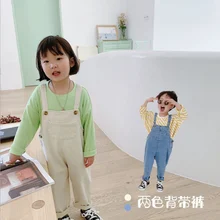 Джинсовый комбинезон в Корейском стиле для мальчиков и девочек весенние детские джинсовые штаны для детей 1-7 лет