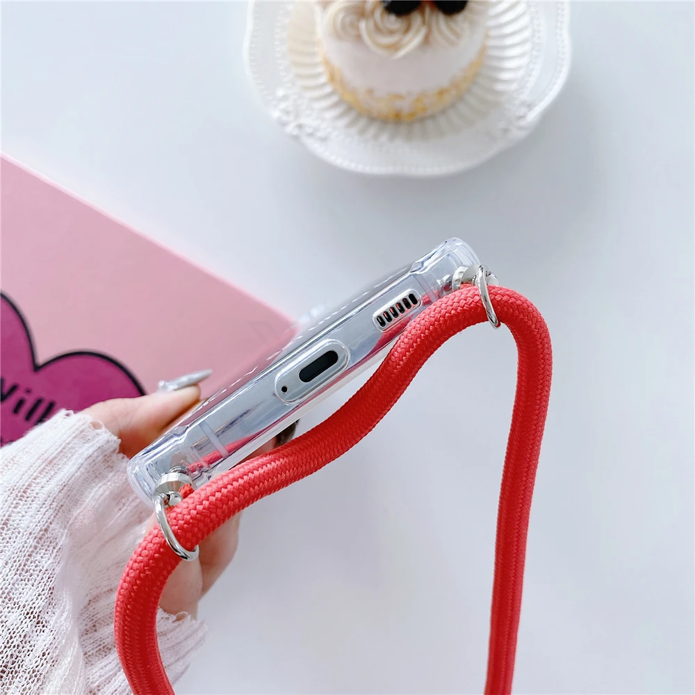 Transparent Shockproof Crossbody Necklace Phone Case with Lanyard Cord