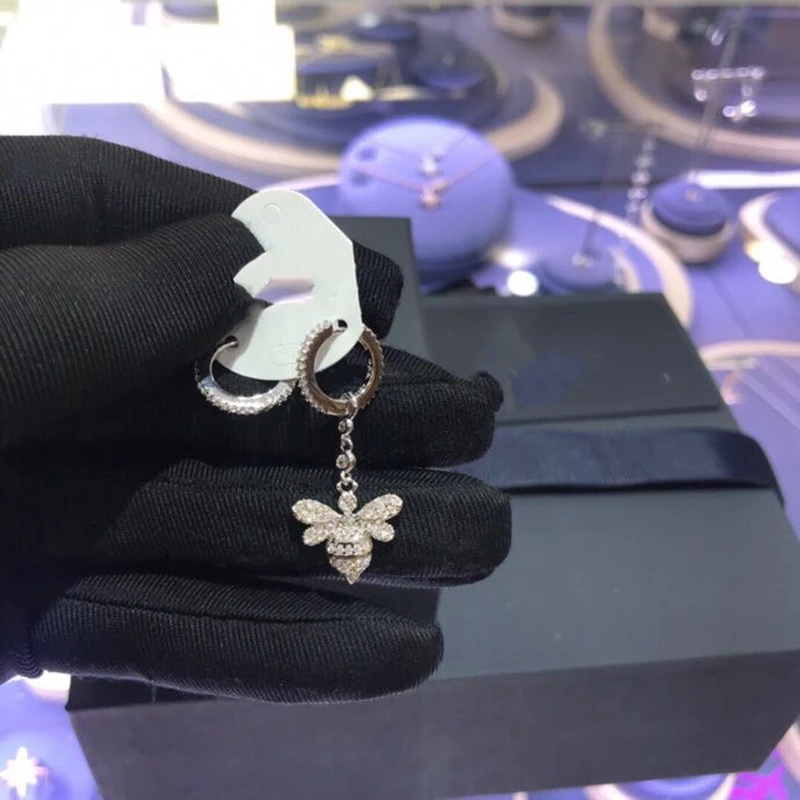 Женские асимметричные серьги каффы из серебра 925 пробы с фианитом|silver stud