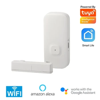 

Smart home door open alarm wireless magnetic door contact detector 2.4G WIFI Tuya intelligent Rechargeable battery google alexa