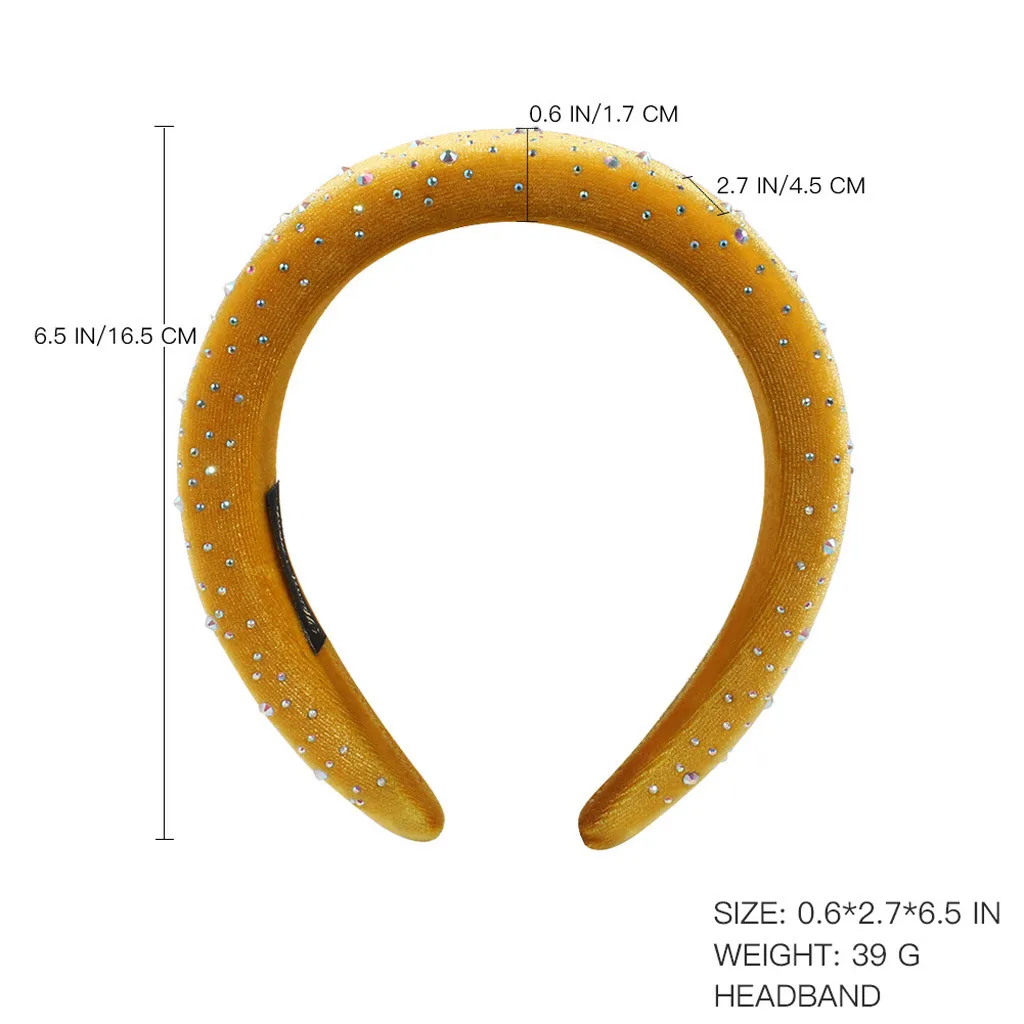 Модная губчатая бархатная лента для волос, стразы, Женский обруч для волос, головная повязка для девочек, губчатая повязка с широкими полями, аксессуары для волос