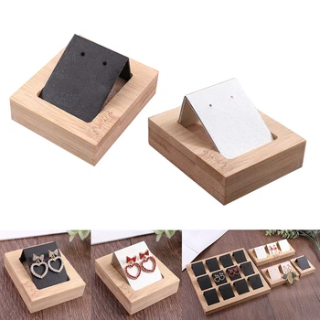 

2 Lot Black And White Earring Card And Bamboo Tray Showcases Organizer Accs