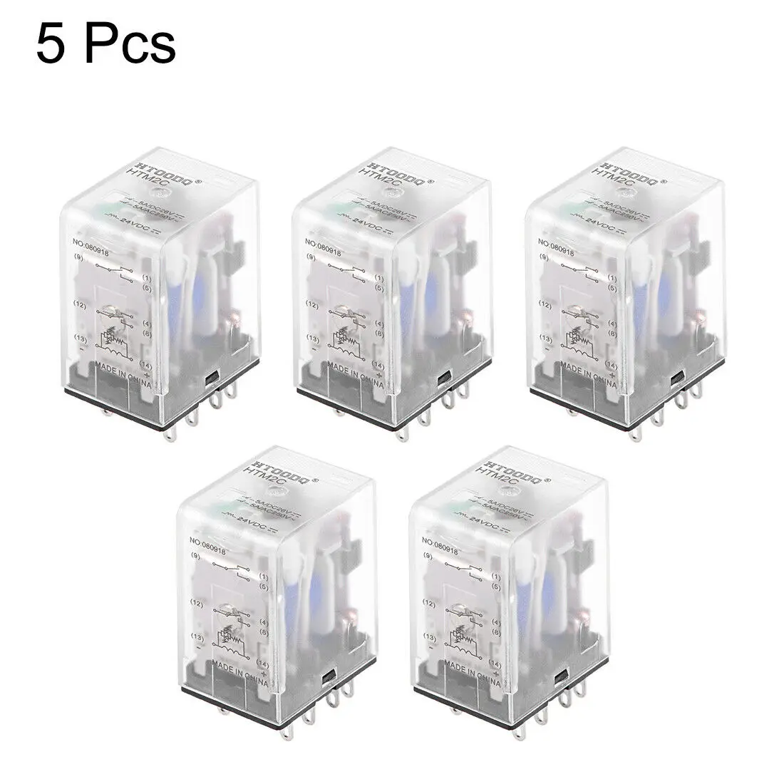 DC24V катушка 8Pin прозрачный пластиковый чехол реле питания зеленый индикатор светильник HTM2C 5 шт