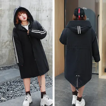

Plus Size Casual Hooded Parkas 2019 Winter Jacket Female Oversize Coats Fashion Loose thick Warm Women Clothing Outwear S6-3083