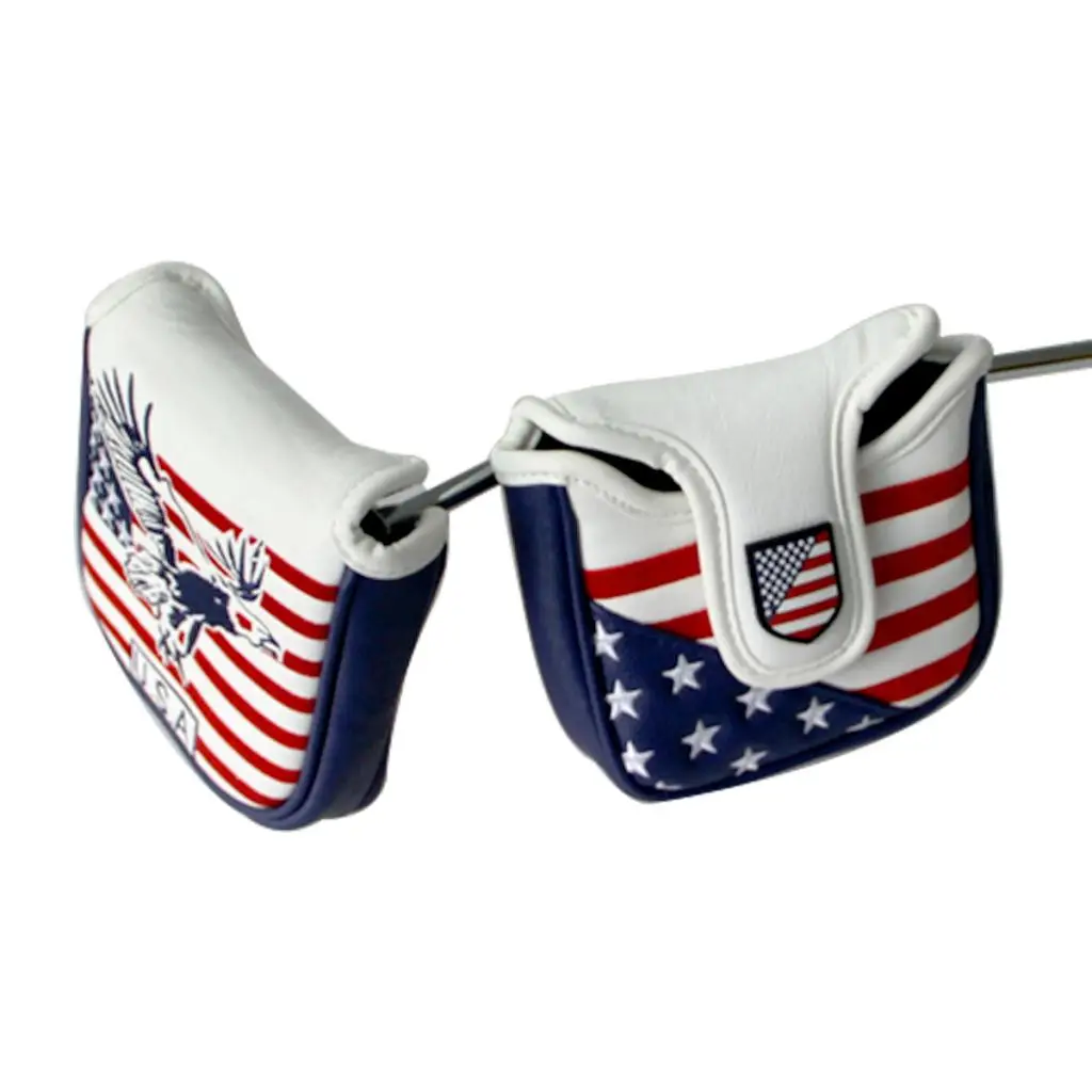 USA Stars and Stripes Square Mallet Shaped Magnetic Closure Golf Putter Head Cover for Men Women Golfer Gift