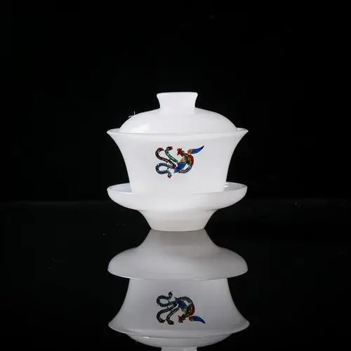 F Style Tea Bowl Saucer Lid Kit 150ml Jade Porcelain Gaiwan Silver Decor Tea Tureen Chinese Kung Fu Tea Set Drinkware Teaware Container - Цвет: F Style