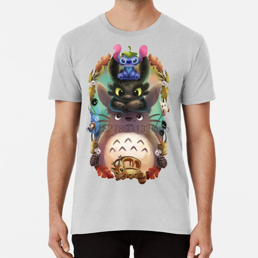 Некоторые из моих любимых вещей футболка с изображением Беззубика totoro stitch |