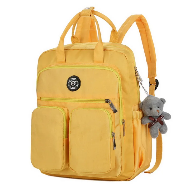 Litthing, Модный женский рюкзак, водонепроницаемый, нейлон, мягкая ручка, Одноцветный, много карманов, для путешествий, на молнии, школьные сумки, дропшиппинг - Цвет: yellow