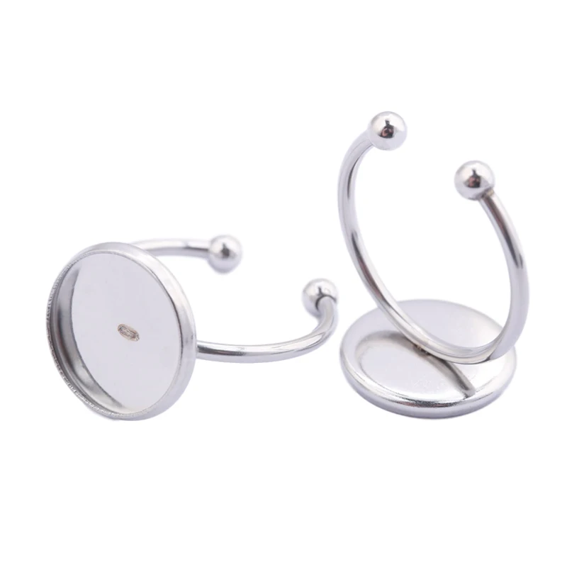 5Pcs Stainless Steel Cabochon Ring Bases Settings Fit 12mm Glass Bezel Trays Blank For Rings Making Diy Jewelry Finding Supplies | Украшения