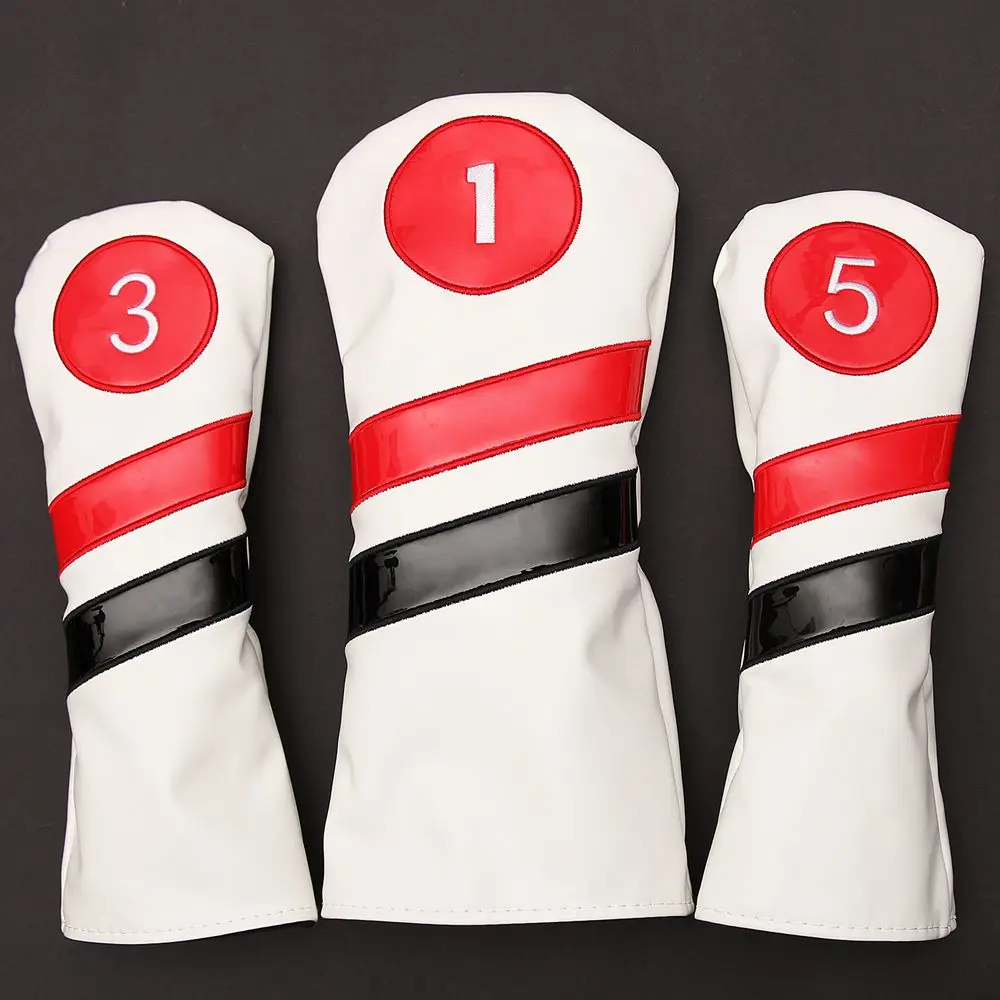 Golf Club #1 #3 #5 Wood Headcovers Driver / Fairway Rescue Woods / Hybrid PU Leather Head Covers Set Protector 4