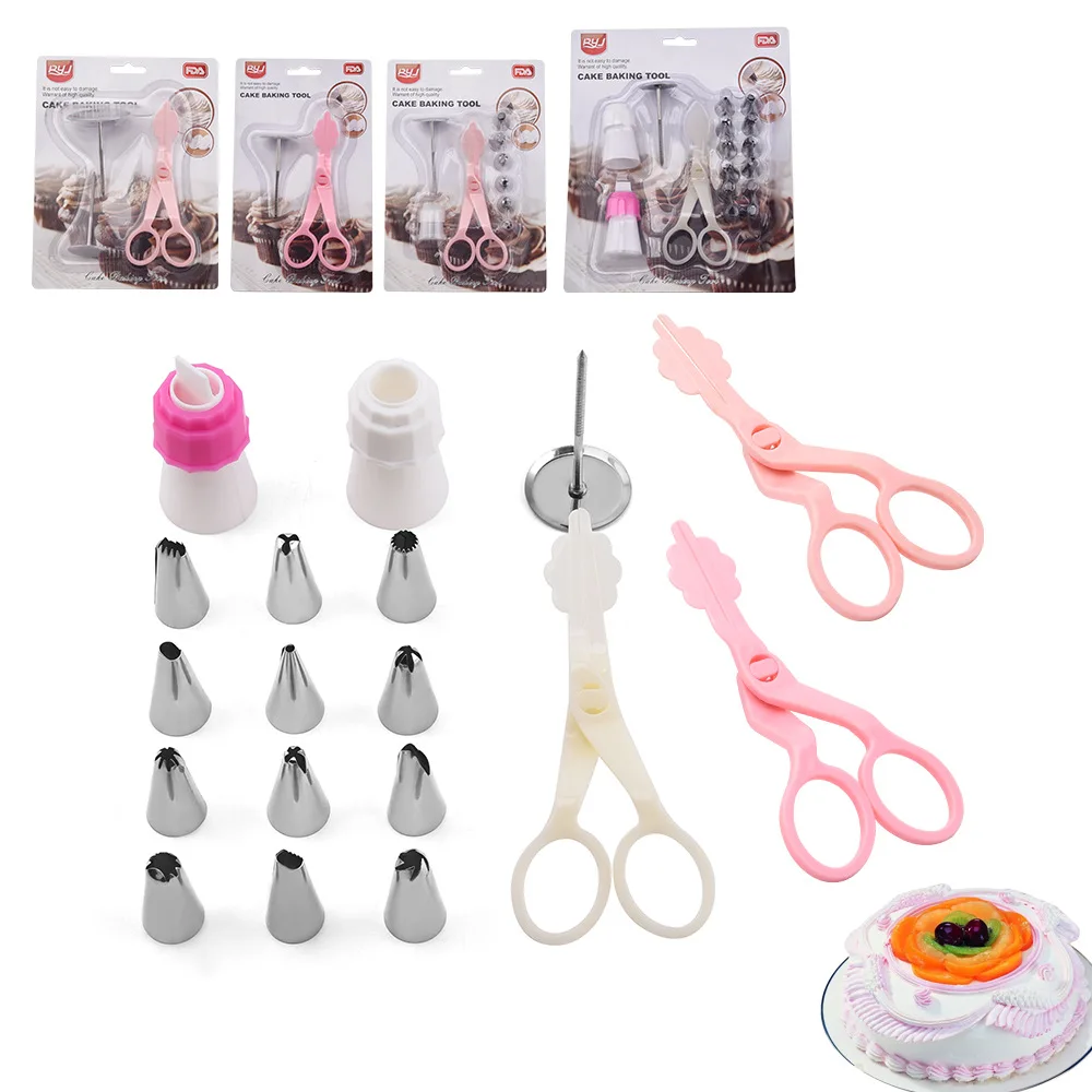 Cake Decorating Shears Multi-functional Decorating Nozzle Bakery Decorating Pouch Set Do Cake Baking Tool Kit Set