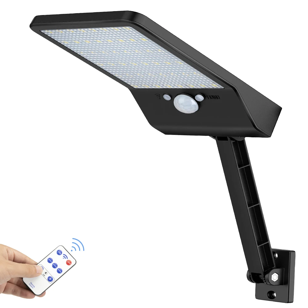 lampara de pared con sensor de movimiento pir luz led solar para exteriores impermeable ip65 para jardin y patio control remoto 48 led