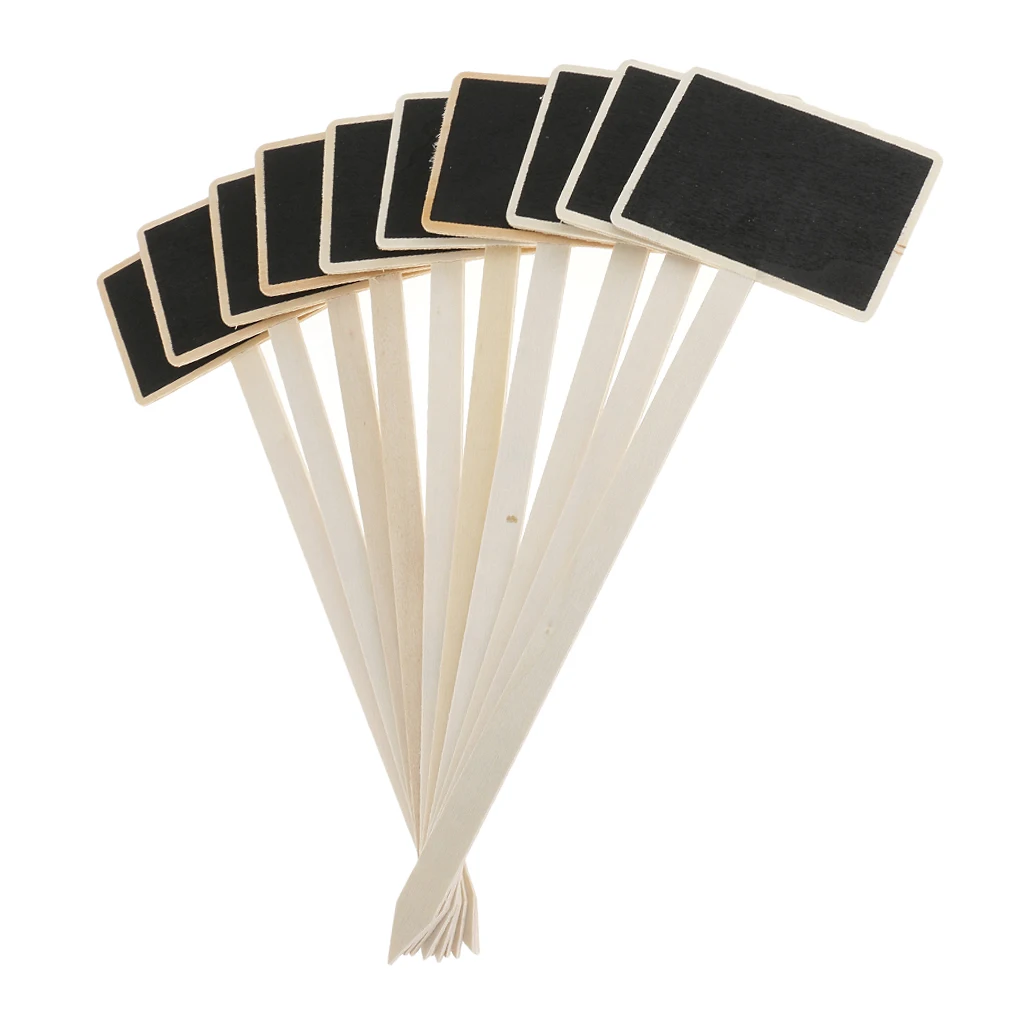 10pcs Garden Plant Labels Markers Wooden Mini Chalkboard Signs Waterproof Tags for Nursery Garden Flowers Stakes