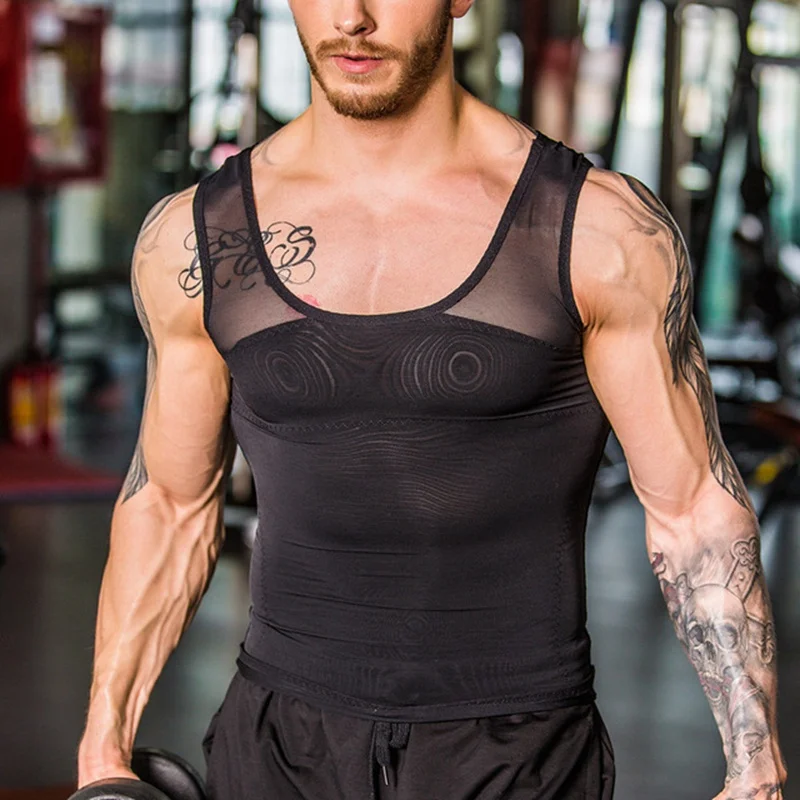 Black Men Slimming Body Shaper Shapewear Corset Waist Trainer Tummy Vest Shirt Man Compression Waist Cincher Modeling Underwear - Цвет: Black