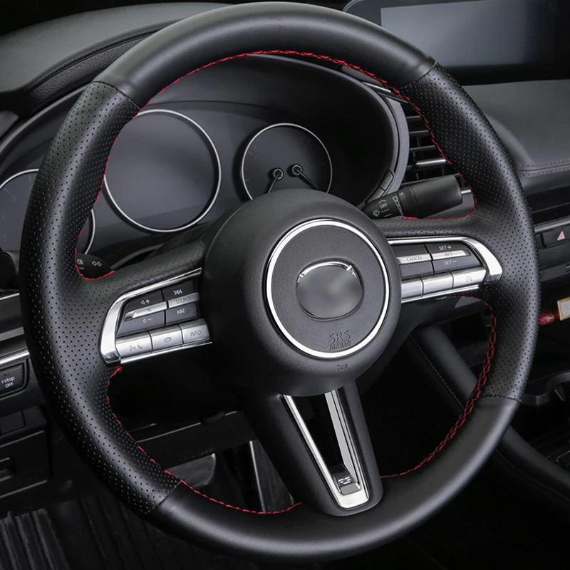Car Steering Wheel Trim Circle Sequins Ring Cover Button Decoration Sticker For Mazda 3 Axela BP CX-30 DM Accessories car moulding decoration car styling stickers car button repair stickers