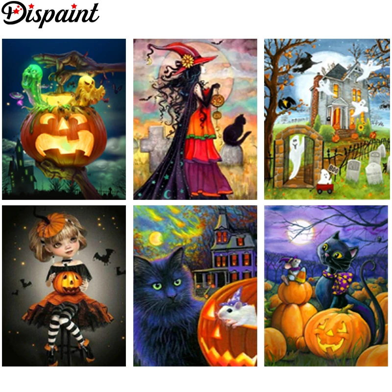 Dispaint Diamond Painting Cross Stitch &quotHalloween scenery&quot Full Square Round Diy 5d Embroidery Picture Rhinestone Art | Дом и сад