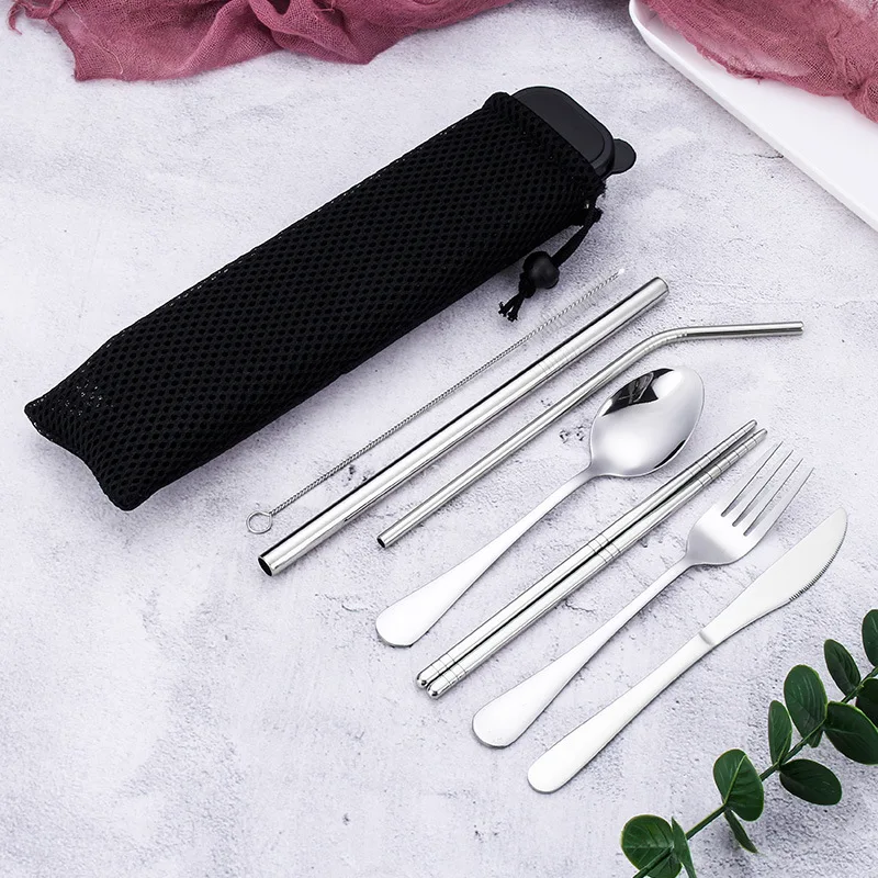 Cutlery Set L 304 staintess стальная посуда набор путешествия Кемпинг многоразовая посуда с портативной приемной коробкой - Цвет: Cutlery Set L