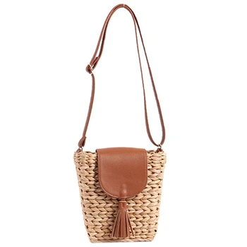 

Straw Messenger Bag Women Woven Shoulder Handheld Wild Beach Bag Vacation Travel Small Shoulder Bag