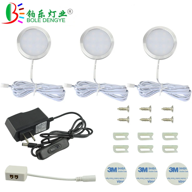 

1/2/3/4/6/8/10 PCS LED Under Cabinet Light 12V 2.5W Kitchen Closet Night lights Home wardrobe Counter Furniture Shelf Lamp