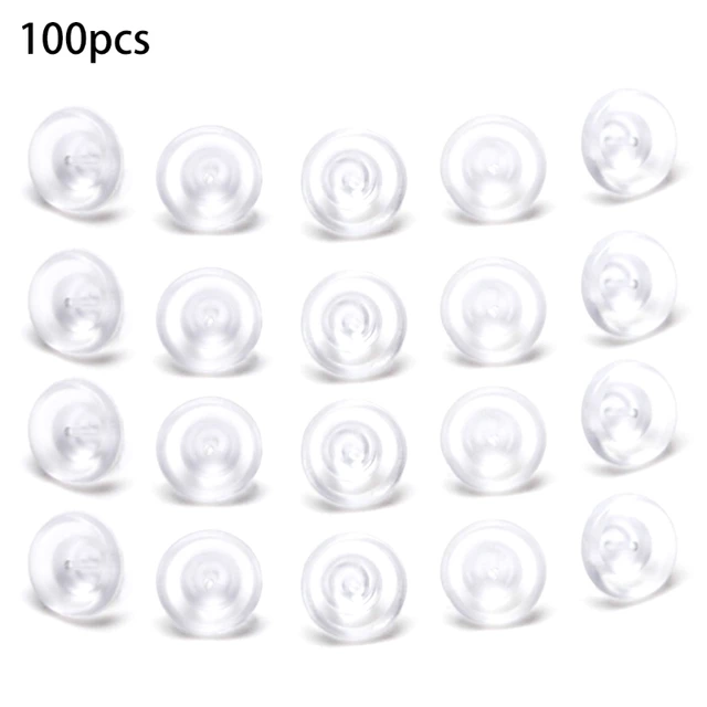 100 Pcs Plastic Earring Backs Secure Push-Back Earring Stoppers Stud  Earrings Full-Cover Studs Dust