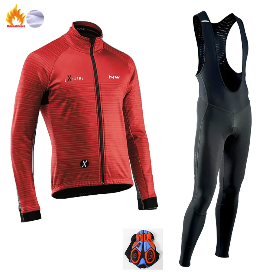 Winter Jersey Suit Велокофты Pro Team NW зимняя флисовая одежда для велоспорта MTB велокомбинезоны комплект Ropa Ciclismo триатлон - Цвет: Winter Jersey Suit