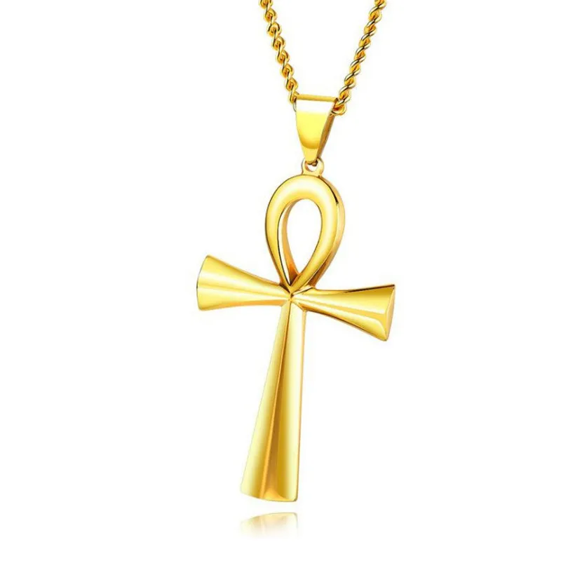 Религия египетское распятие золотые ожерелья и подвески цвета символ жизни крест Подарочные ожерелья украшения collares de moda Новинка