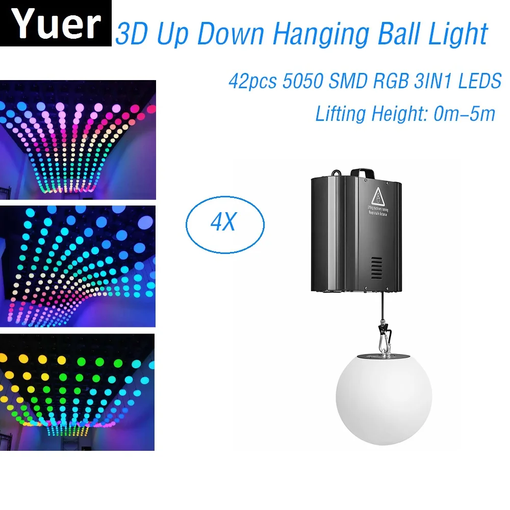 

3D Up Down 140W DMX RGB LED Lifting Ball Modern Wave Effect 0-5 Meter Colorful Kinetic Light Lift Ball For Stage Disco Dj Party