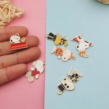 

10pcs Cartoon Puppy Enamel Charms King Dog Pumpkin Doggy Metal Pendants Bracelet Earrings Floating Jewelry DIY Accessories Gifts