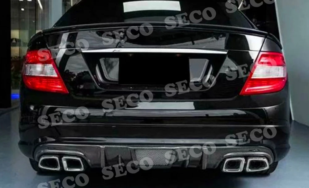 Карбоновый задний бампер спойлер для Mercedes Benz C Class W204 C63 AMG 2008-2011 плавники Акула Стиль диффузор