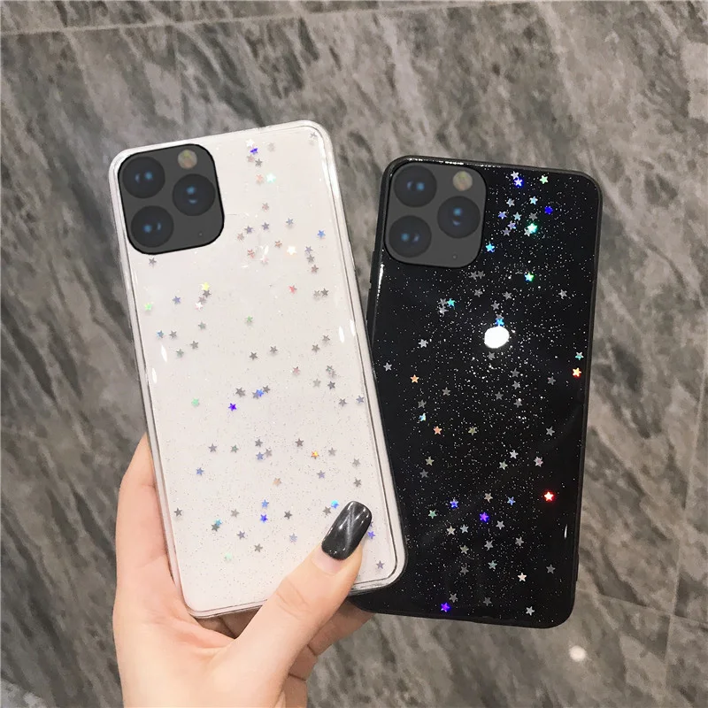 Блестящий Мягкий чехол с блестящими звездами для iPhone 6 6S Plus 7 8 plus задняя крышка