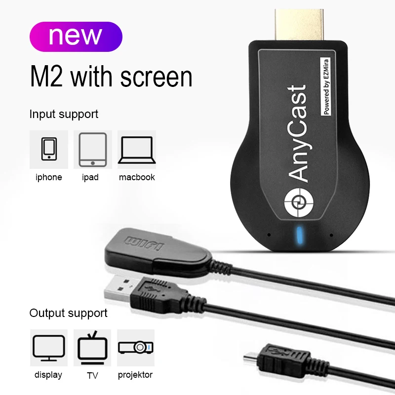 

Newest Wireless WiFi Display TV Dongle Receiver for AnyCast M2 Plus for Airplay1080P HDMI TV Stick DLNA AirPlay High Definition
