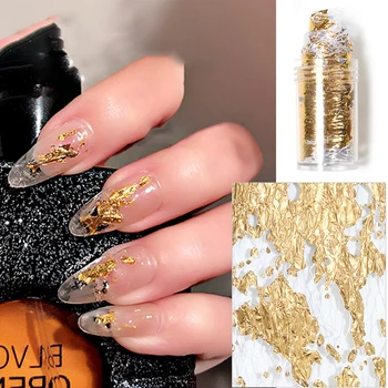 

1 bottle Gold Silver Irregular Aluminum Foil Paper Nail Art Sticker 3D Glitter DIY Manicure Gel Polish Nail Decoration Tools