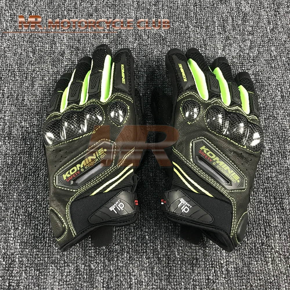 Guantes de cuero para moto KOMINE GK-167 - Цвет: green