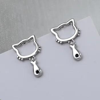 

925 Sterling Silver Christmas Gift Cat Stud Earring for Women Wedding Gifts Jewelry pendientes plata de ley 925 mujer eh1372
