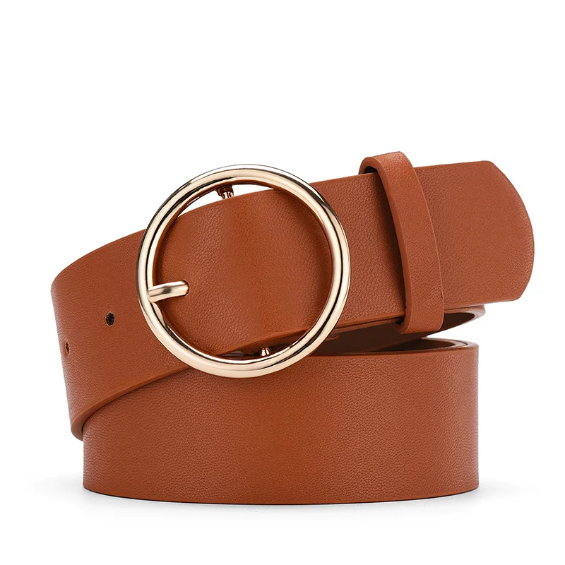 

Metal Round Button Woman Belt Candy Colors All-match Width Belt Youth Man Woman Belttrousers Jeans Accessories