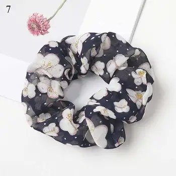 

Sweet Flower Rubber Bands Spring Chiffon Floral Leopard Hair Scrunchies Women Elastic Hair Bands For Girls Hair Accessories Hot
