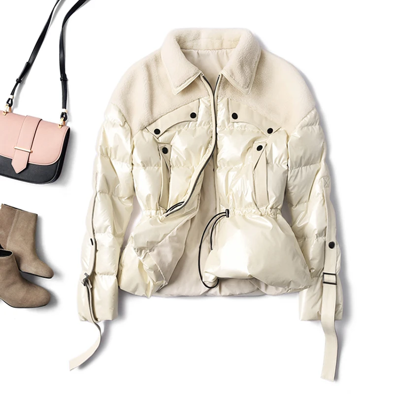 

Down Jacket Woman Winter Coat Women Clothes 2020 Lamb Fur Collar Sheepskin Duck Down Coats Chaqueta Mujer SM0264 YY1951