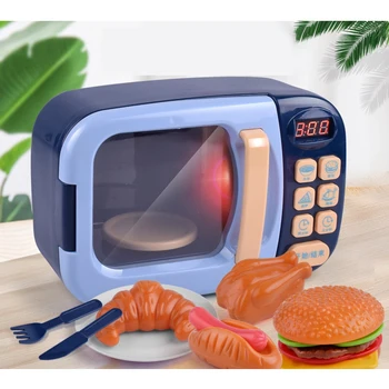

Microwave Kitchen Play Set for Kids with Pretend Fake Food Electric Microwave with Sounds & Lights Great for Toddlers