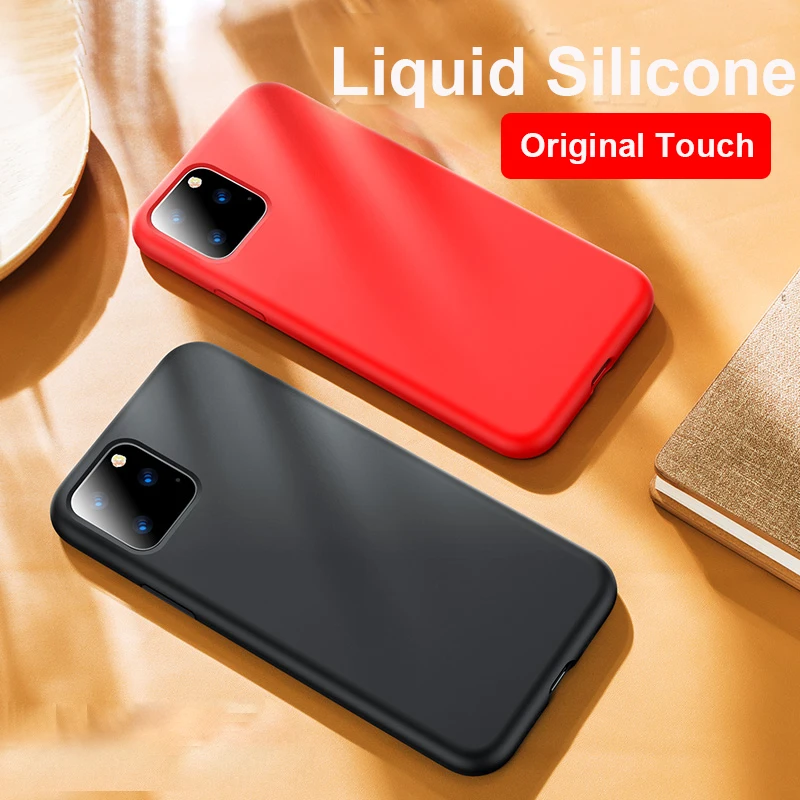 For iPhone 11 Case on the for Pro Max Liquid Silicone Cover iPhone11 11Pro 6.5&quot Funda eleven |