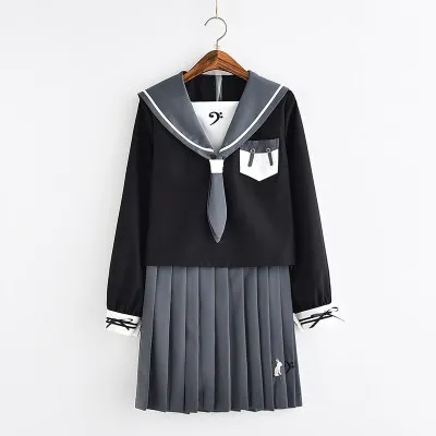 Костюм Моряка Jk Униформа Jpanese Kawaii изысканная вышивка милый кролик консервативный костюм кардиган короткий топ с длинными рукавами+ плиссированная юбка