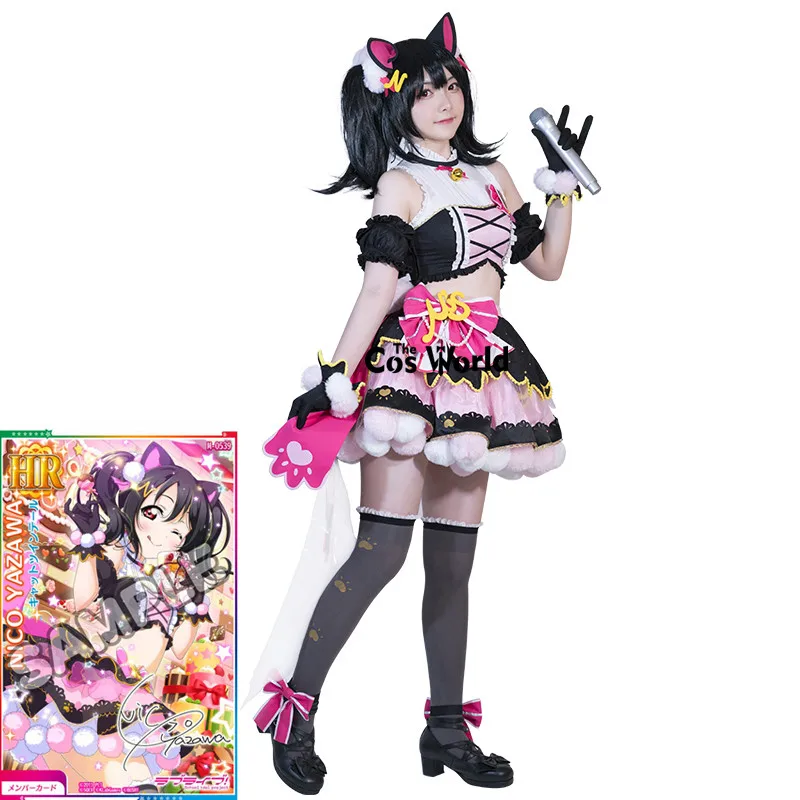 Love Live Cat Twin Tail аркадная игра Yazawa Nico милая форма Топы юбка наряд Аниме косплей